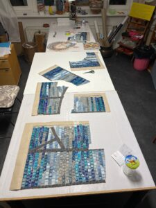 Mosaic parts on table